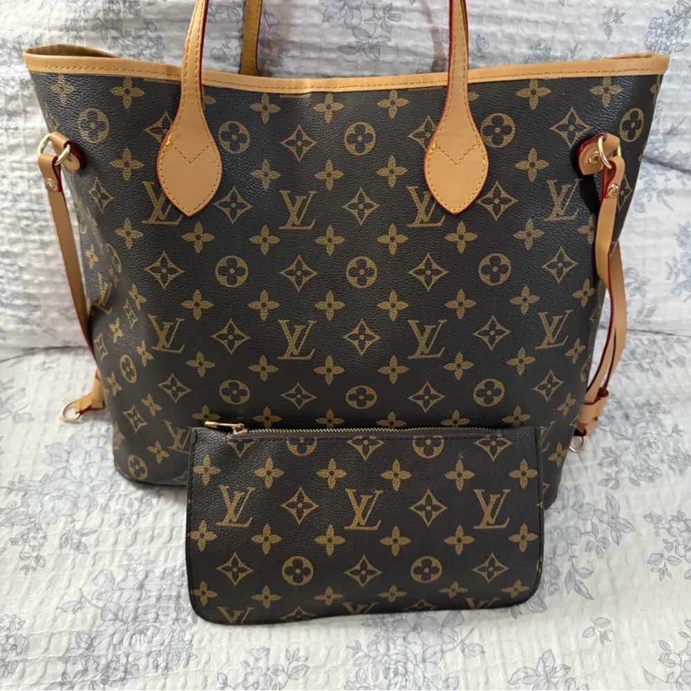 Louis Vuitton Brown Monogram Neverfull Tote